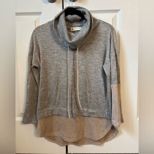 Hive & Honey Two-Tone Gray Cowl Neck Sweater